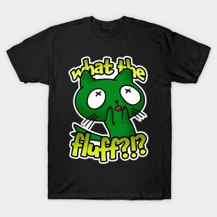 WTF?!? Green cartoon cat T-Shirt